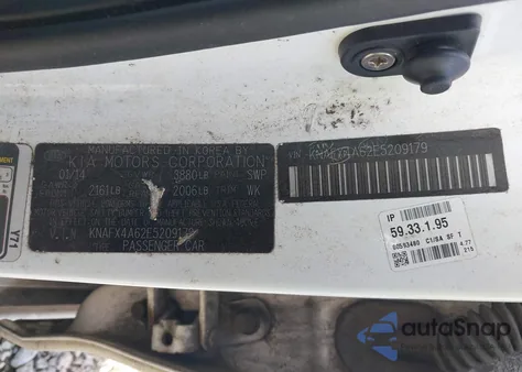 2014 Kia Forte Lx z USA, uszkodzony, nr VIN KNAFX4A62E5209179